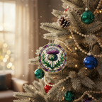 [2D FLAT ACRYLIC] Scottish Thistle Ornament – Ceramic Keepsake with Faux Stained Glass Effect