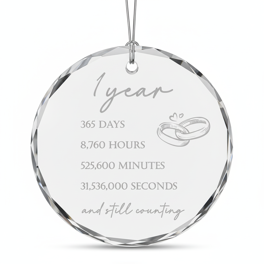 [2D FLAT ACRYLIC] 1st Wedding Anniversary Glass Ornament – Keepsake Gift for Couple