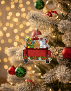 [2D FLAT ACRYLIC] Boxer Red Car Christmas Ornament 2024 | Holiday Keepsake Gift for Dog Lovers