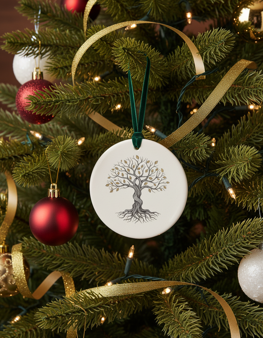[2D FLAT ACRYLIC] Ceramic Tree of Life Ornament - Family Tree & Roots Keepsake Gift