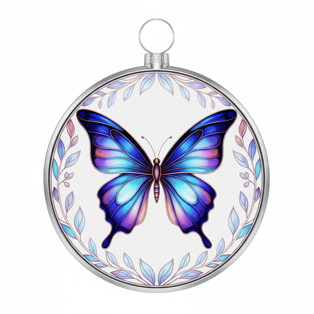 [2D FLAT ACRYLIC] Butterfly Stained Glass Ornament – Elegant Hanging Decoration for Your Christmas Tree | Perfect Holiday Keepsake Gift & Present Exchange Idea