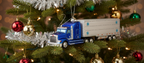 [2D FLAT ACRYLIC] Glass Blown Semi Truck Christmas Ornament | Old World Christmas Trucker Gift