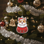 [2D FLAT ACRYLIC] Adorable Corgi Christmas Ornament – Festive Dog Lover Keepsake Gift