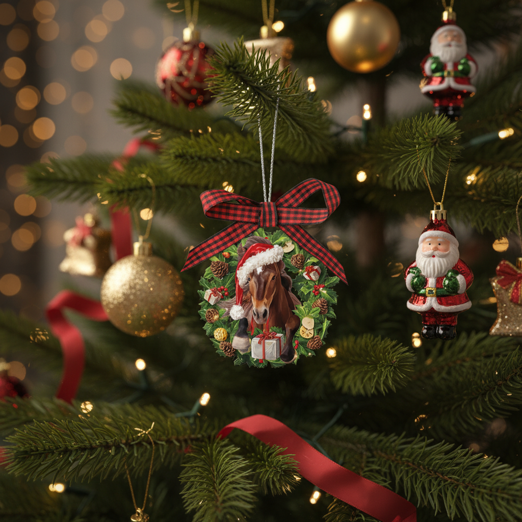 [2D FLAT ACRYLIC] Charming Horse Christmas Ornament – Keepsake Gift for Horse Lovers