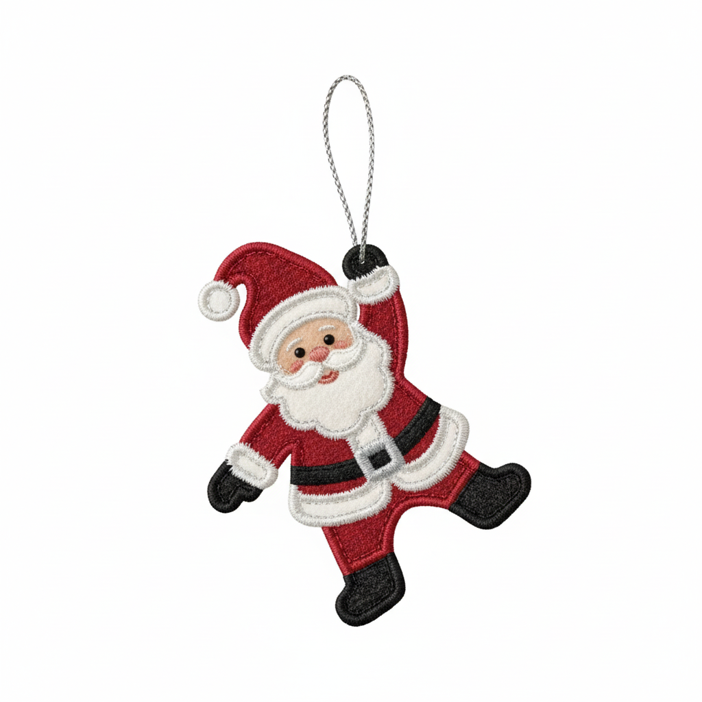 [2D FLAT ACRYLIC] Santa Claus Lace Ornament Machine Embroidery Design for 4x4 Hoop