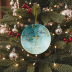 [2D FLAT ACRYLIC] Boy's Baptism Christening Ornament 2025 – Religious Keepsake Gift