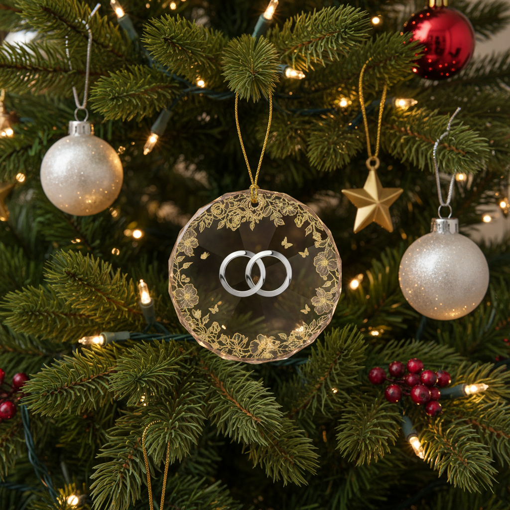 [2D FLAT ACRYLIC] 50th Wedding Anniversary Glass Ornament 2025 – Keepsake Gift for Couples