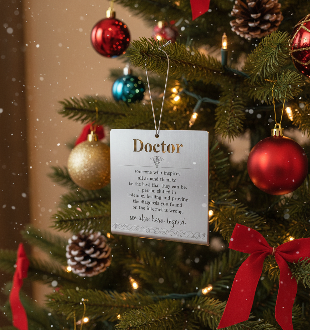 [2D FLAT ACRYLIC] Doctor Appreciation Gift Plaque – Stainless Steel Desk Decor for Medical Professionals