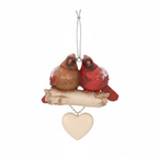 [2D FLAT ACRYLIC] Cardinal Couple with Heart Ornament - Personalized Memorial Keepsake