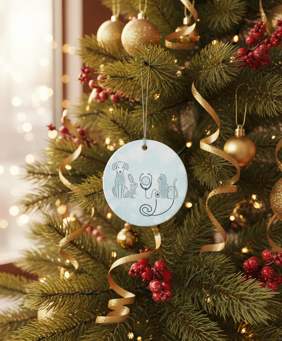 [2D FLAT ACRYLIC] 2025 Veterinary Christmas Ornament | Ceramic Thank You Gift for Vets and Techs
