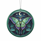 [2D FLAT ACRYLIC] Exquisite Luna Moth Stained Glass Style Ornament – Real Glass Holiday Decor