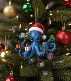 [2D FLAT ACRYLIC] Christmas Kraken Octopus Ornament – Funny Sea Creature Holiday Decor