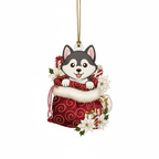 [2D FLAT ACRYLIC] Norwegian Elkhound Christmas Ornament – Dog Lover Keepsake Gift