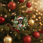 [2D FLAT ACRYLIC] Adorable Shih Tzu Christmas Ornament – 2D Holiday Keepsake & Car Charm Gift