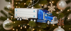 [2D FLAT ACRYLIC] Glass Blown Semi Truck Christmas Ornament | Old World Christmas Trucker Gift