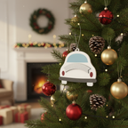 [2D FLAT ACRYLIC] Classic Car Christmas Ornament | White Car Holiday Decoration | Vintage Auto Gift 2025