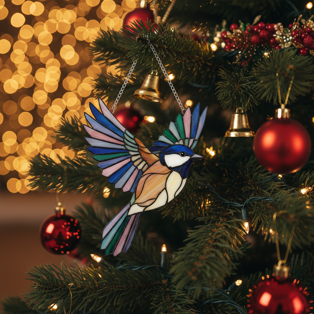 [2D FLAT ACRYLIC] Chickadee Suncatcher Ornament – Beautiful Window Hanging Gift for Bird Lovers