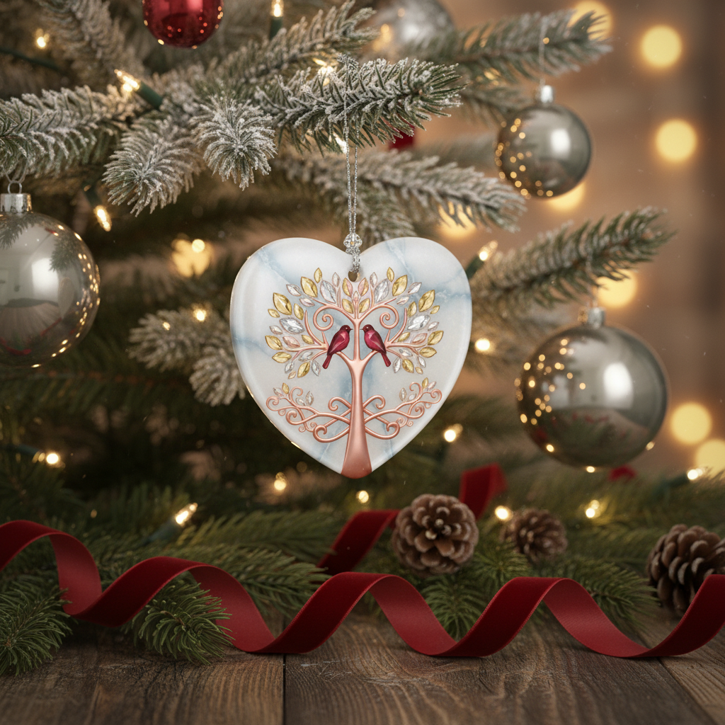 [2D FLAT ACRYLIC] 10th Anniversary Ceramic Heart Ornament – Wedding Anniversary Gift for Couple