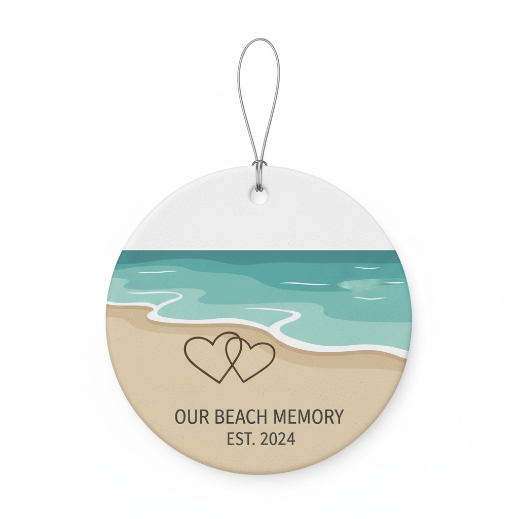 [2D FLAT ACRYLIC] Beach Memory Couple Ornament 2025 - Ocean Vacation Keepsake