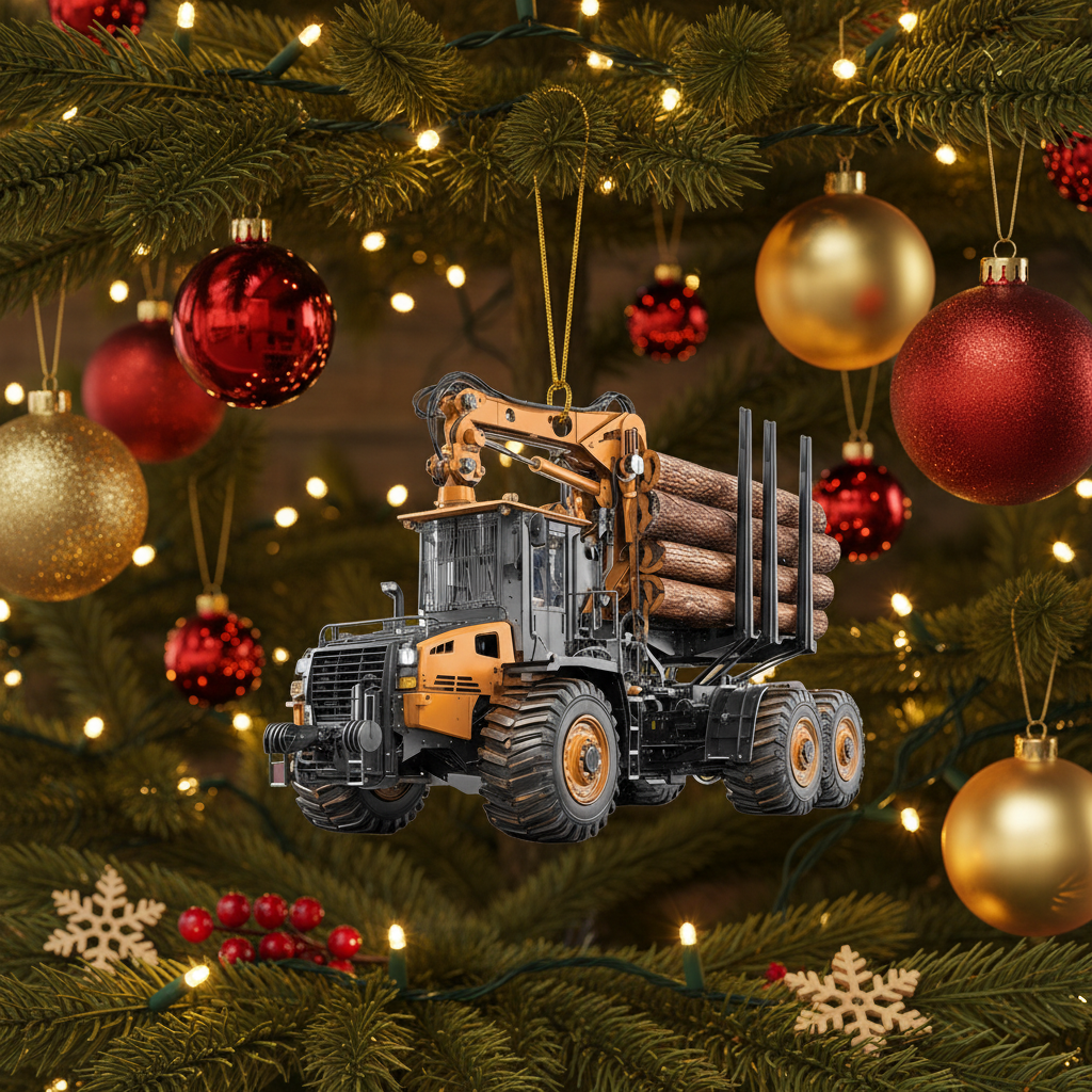 [2D FLAT ACRYLIC] Personalized Family Christmas Ornament | Custom Red Truck Holiday Decor