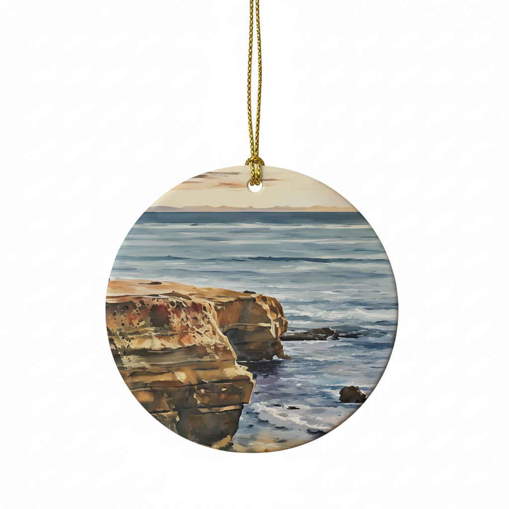 [2D FLAT ACRYLIC] Sunset Cliffs San Diego Ornament – Porcelain Travel Souvenir & Keepsake Gift