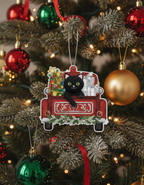 [2D FLAT ACRYLIC] Black Cat Christmas Ornament | Aluminum Holiday Decor Gift for Cat Lovers