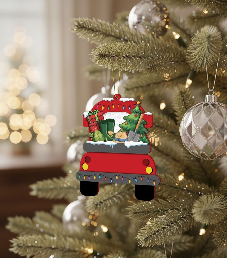 [2D FLAT ACRYLIC] Truck Driver Christmas Ornament | Unique Trucker Gift & Holiday Tree Decor