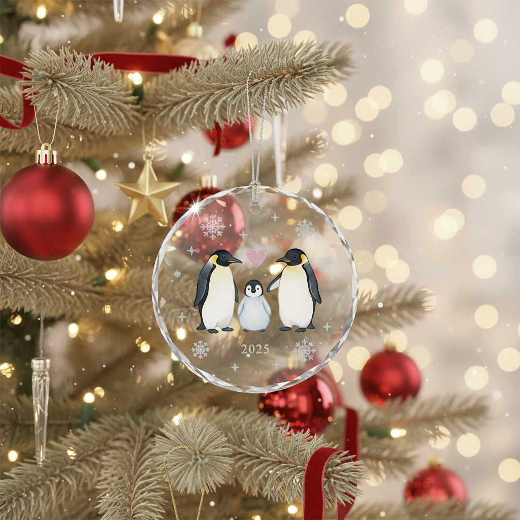 [2D FLAT ACRYLIC] Baby's First Christmas Ornament 2025 | Family of 3 Keepsake Gift for New Parents