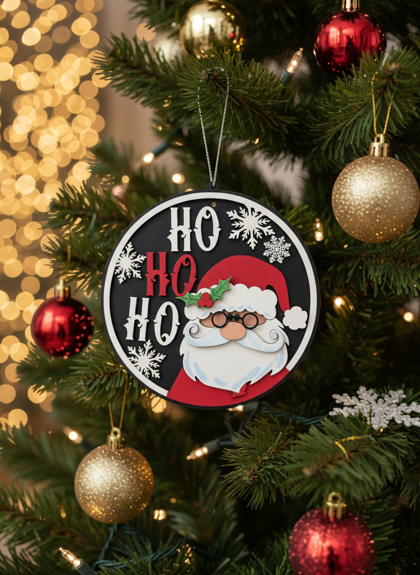 [2D FLAT ACRYLIC] Santa Christmas Round Door Hanger