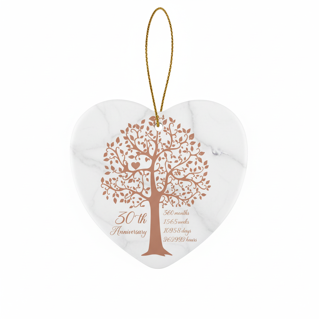 [2D FLAT ACRYLIC] 30th Wedding Anniversary Heart Ornament – Ceramic Keepsake Gift for Couple