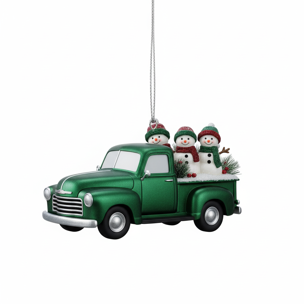 [2D FLAT ACRYLIC] Personalized Family Christmas Ornament | Red Truck Holiday Decor with Custom Names