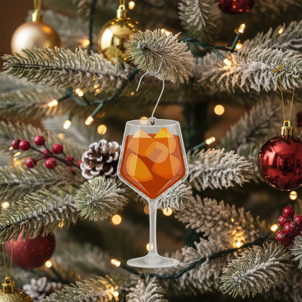 [2D FLAT ACRYLIC] Cocktail Christmas Ornament – Personalized Gift for Whiskey & Cocktail Lovers