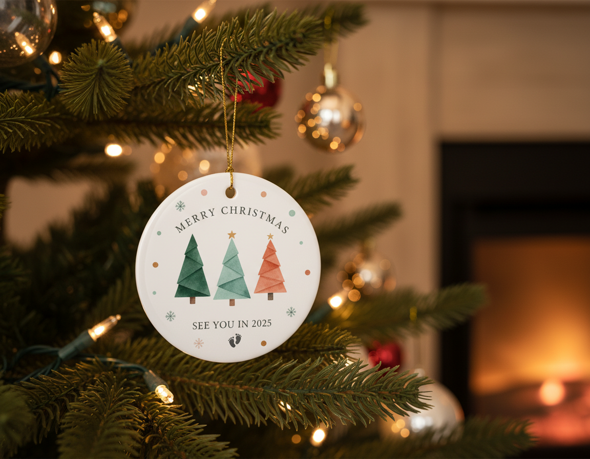 [2D FLAT ACRYLIC] Promoted to Grandparents Christmas Ornament – Heartfelt Pregnancy Announcement Gift