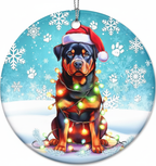 [2D FLAT ACRYLIC] Charming Rottweiler Christmas Ornament | Ceramic Holiday Decor & Dog Lover Gift