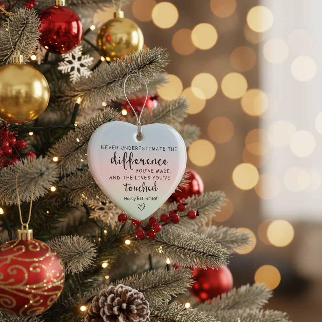 [2D FLAT ACRYLIC] Personalized Retirement Gift Ornament – 'The Difference You Made' Ceramic Keepsake