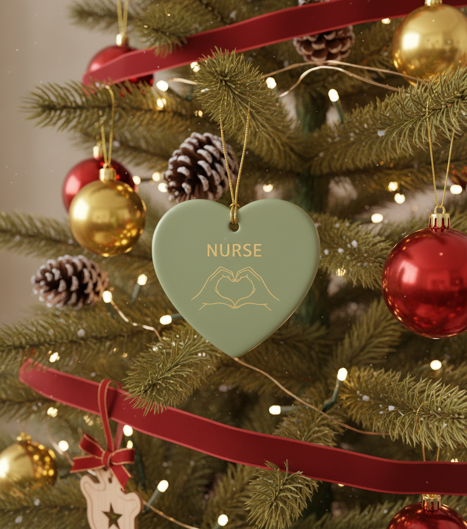 [2D FLAT ACRYLIC] Personalized Nurse Heart Ornament 2025 – Christmas Gift for Nurses & RNs