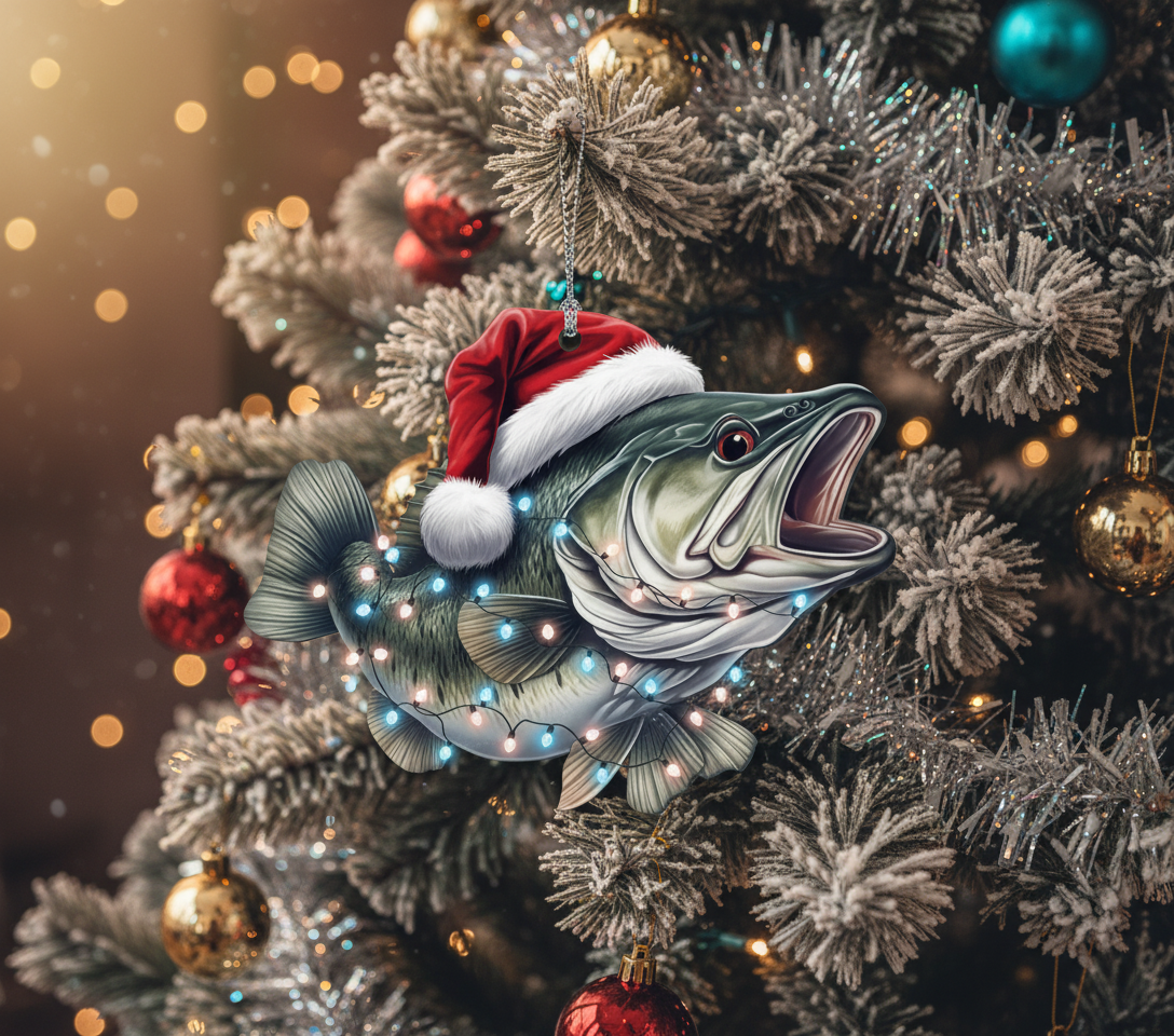 [2D FLAT ACRYLIC] Largemouth Bass Christmas Ornament – Fishing Keepsake Gift for Anglers