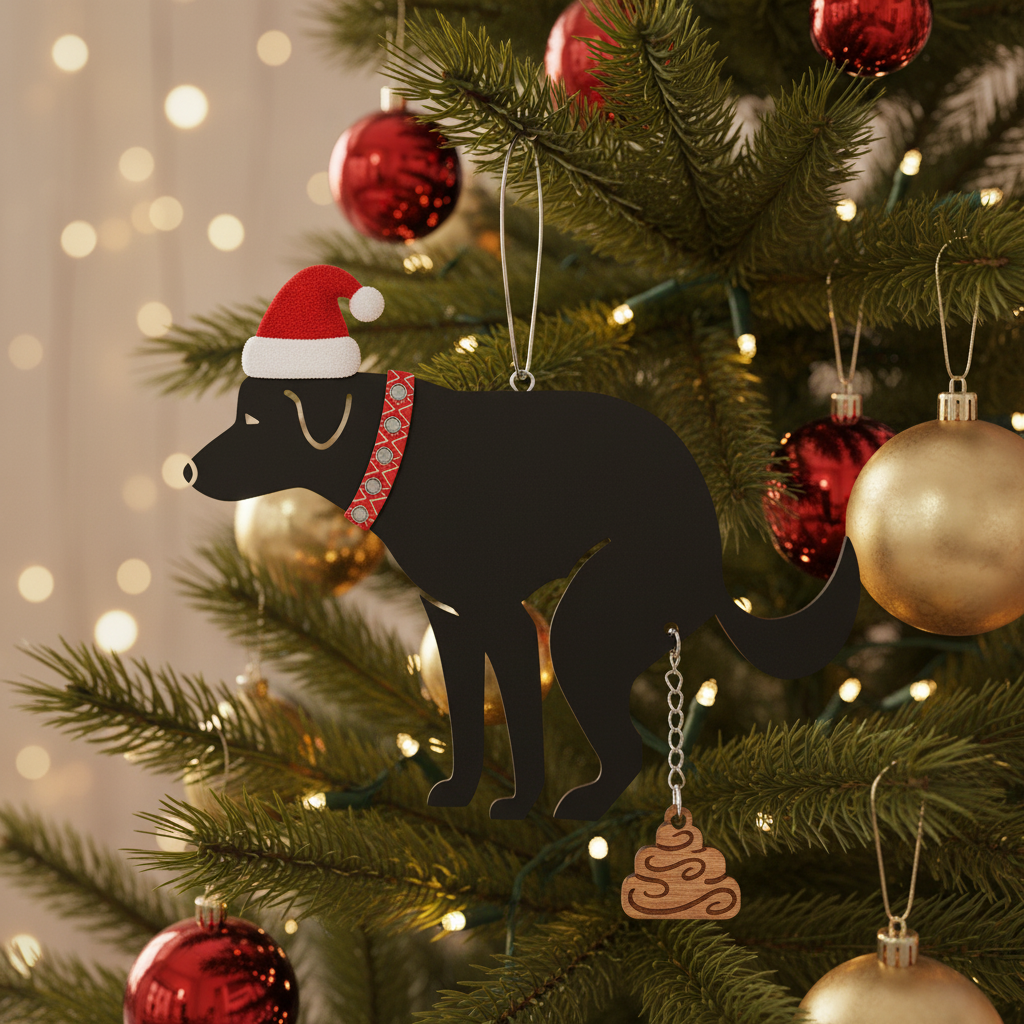 [2D FLAT ACRYLIC]  Black Labrador Christmas Dog Ornament – Funny Pet Ornament for Christmas Tree, Cute Dog Lover Gift, Holiday Home Decoration