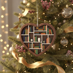 [2D FLAT ACRYLIC] Heart-Shaped Bookshelf Ornament – Unique Christmas Gift for Book Lovers