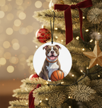 [2D FLAT ACRYLIC] Pitbull Basketball Christmas Ornament | Shatterproof Acrylic Tree Decor | Unique Dog Lover Gift