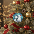 [2D FLAT ACRYLIC] Winter Fox Couple Ornament | 2D Flat Acrylic Ornament | Arctic Fox Christmas Decoration | Cute Animal Tree Ornament | Holiday Gift 2025