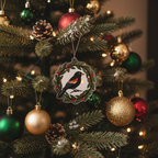 [2D FLAT ACRYLIC] Vibrant Bird Wreath Ornament – Double-Sided Acrylic Hanging Decoration