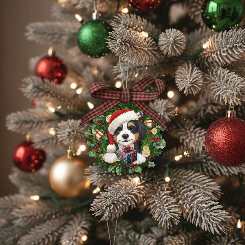 [2D FLAT ACRYLIC] Charming Aussiedoodle Christmas Ornament – Holiday Gift for Dog Lovers