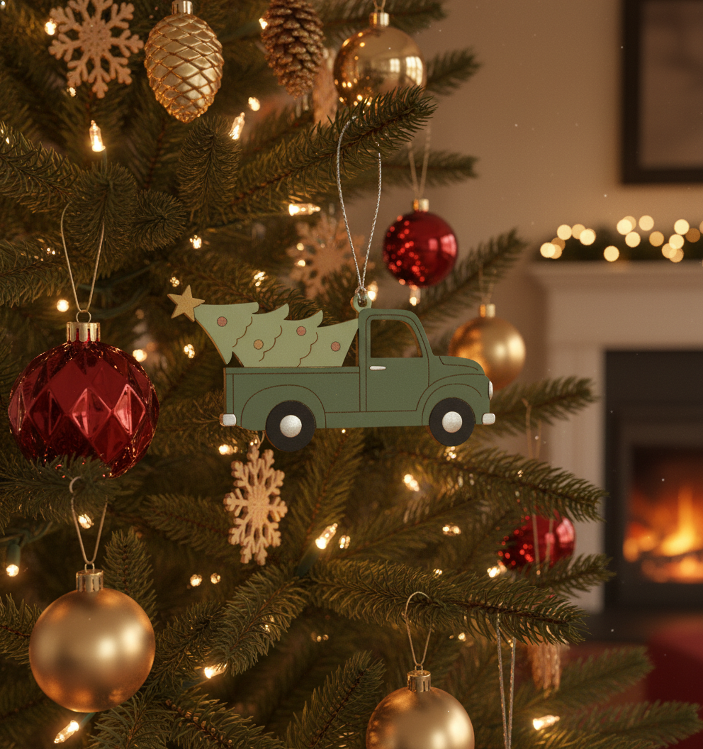 [2D FLAT ACRYLIC] Angel Wings Trucker Memorial Christmas Ornament | In Loving Memory Truck Driver Gift