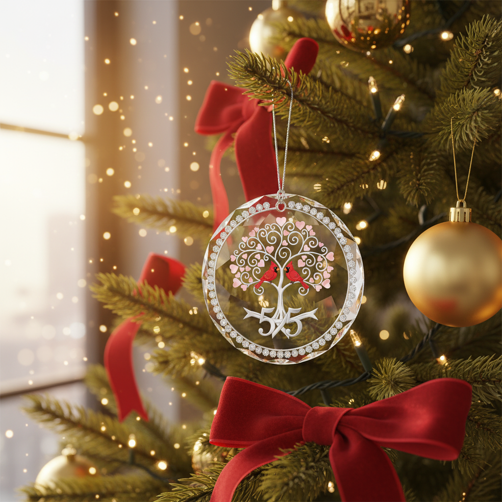 [2D FLAT ACRYLIC] 55th Emerald Anniversary Glass Ornament – Keepsake Gift for Parents & Couples