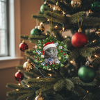 [2D FLAT ACRYLIC] Rustic Cow Ear Tag Christmas Ornament – Farmhouse Holiday Decor for Cow Lovers