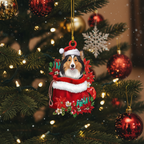 [2D FLAT ACRYLIC] Shetland Sheepdog Christmas Ornament – Festive Sheltie Lover Keepsake & Gift