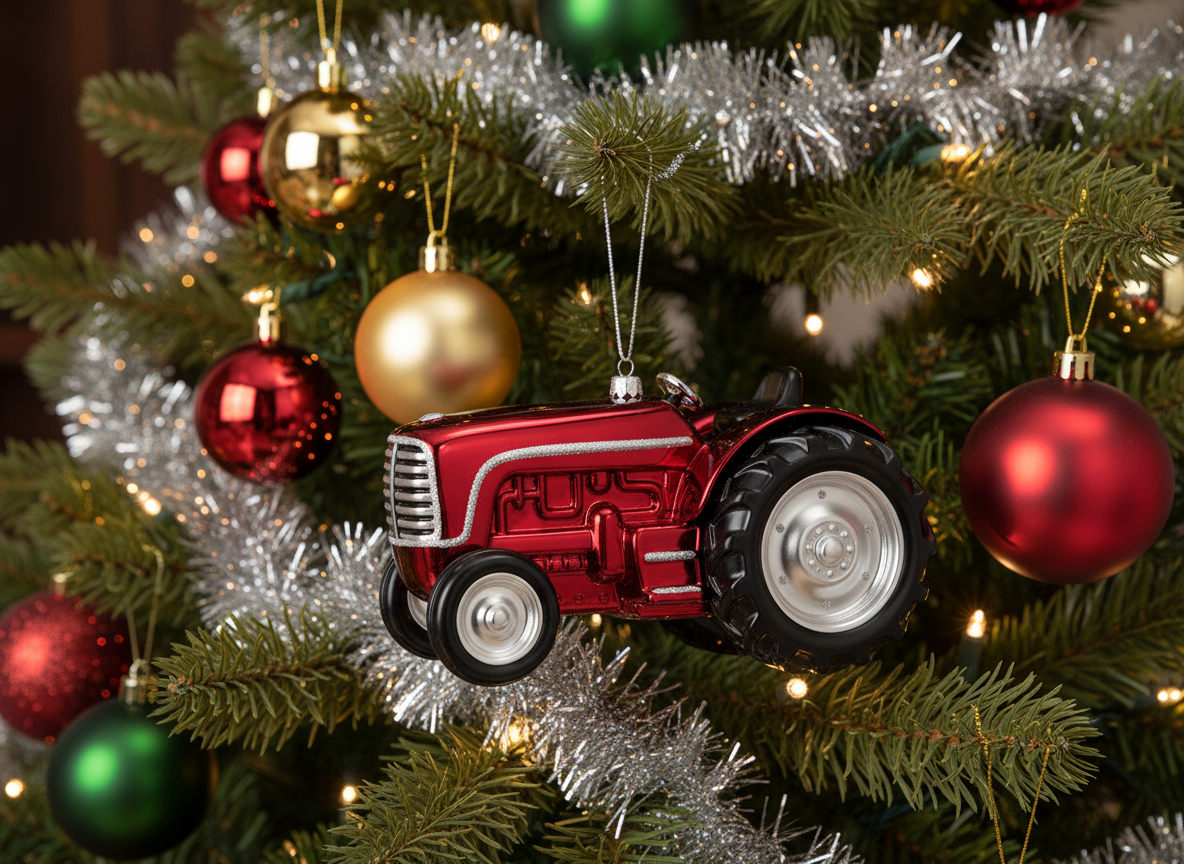 [2D FLAT ACRYLIC] Big Red Truck Christmas Ornament | Festive Glass Holiday Decor