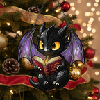 [2D FLAT ACRYLIC] Fantasy Dragon Reading Suncatcher Ornament – Unique Bookish Home Decor Gift