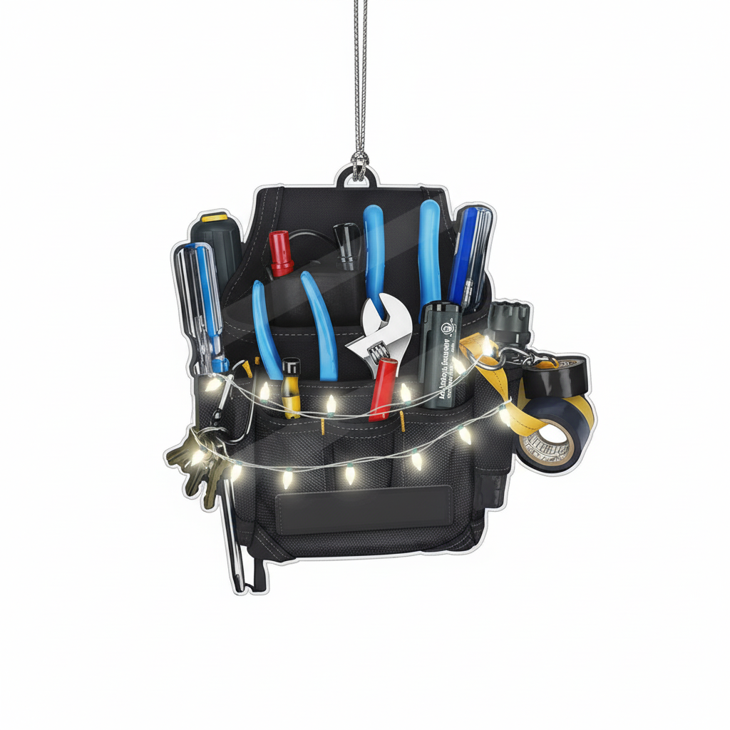 [2D FLAT ACRYLIC] Electrician Christmas Ornament 2025 – Tool Bag Keepsake Gift for Electricians & Linemen